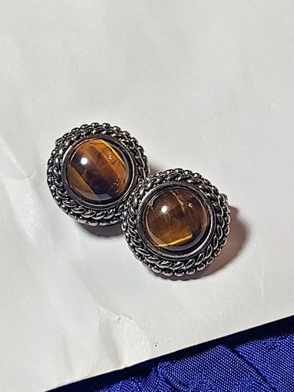 Tiger Eye Clip-On Earrings in Brown